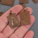 THAI BUDDHA Rectangle charms, copper bronze pewter, religious icon, chs8664