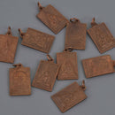 THAI BUDDHA Rectangle charms, copper bronze pewter, religious icon, chs8664