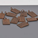 THAI BUDDHA Rectangle charms, copper bronze pewter, religious icon, chs8664