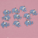Silver Elephant Crystal Charms with Blue Rhinestones, 19x17mm, chs8670