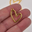 Gold Open Heart Charms 25x21mm chs8675