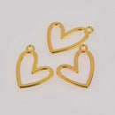 Gold Open Heart Charms 25x21mm chs8675