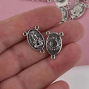 Silver Rosary Charms, Tri-Piece Jewelry Connector Link, Patron Saint Fatima, chs8677