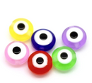 50 Mixed Multicolor Evil Eye Stripe ROUND Resin Spacer Beads 8mm x 5mm   bac0099