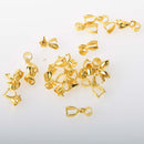 10 Gold Plated Pinch Clip Bail Beads Findings for Pendants   13x5mm   fba0039