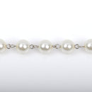 Off-White Ivory Pearl Rosary Chain, silver, 10mm round glass pearl beads, fch0419