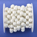 12mm White Pearl Rosary Chain, silver wire, round glass pearl beads, fch1313