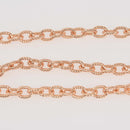 KC Gold Plated Cable Chain, Oval Links are 9x6mm unsoldered, rope design texture, fch1322