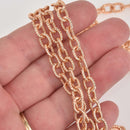 KC Gold Plated Cable Chain, Oval Links are 9x6mm unsoldered, rope design texture, fch1322