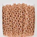 KC Gold Plated Cable Chain, Oval Links are 9x6mm unsoldered, rope design texture, fch1322