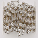 6mm CLEAR Crystal Rondelle Rosary Chain, bronze wire, faceted glass beads, fch1325