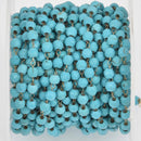 1 yard TURQUOISE BLUE Howlite Bead Chain, brass gold, 3.5mm faceted round stone, fch1327a