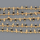 1 yard 2.5mm Black Crystal Gemstone Shaker Chain, gold wire loops, Bead Charm Dangles fch1328a