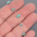 1 yard TURQUOISE Rosary Chain, silver links, gemstone chips beads, fch1330a