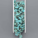 1 yard TURQUOISE Rosary Chain, silver links, gemstone chips beads, fch1330a