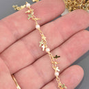 1 yard Gold Charm Chain, pearls and crosses, gold links bead chain, fch1334a