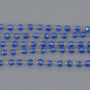 1 yard 4mm Royal Blue Crystal Rosary Chain, gold brass wire, fch1336a
