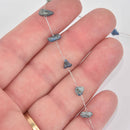 1 yard BLUE SODALITE Rosary Chain, silver links, gemstone chips beads, fch1337a