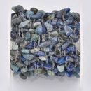 1 yard BLUE SODALITE Rosary Chain, silver links, gemstone chips beads, fch1337a