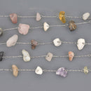 1 yard GEMSTONE Rosary Chain, silver links, gemstone chips beads, fch1339a