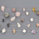 1 yard GEMSTONE Rosary Chain, silver links, gemstone chips beads, fch1339a
