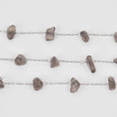 1 yard SMOKY QUARTZ Rosary Chain, silver links, gemstone chips beads, fch1340a