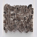 1 yard SMOKY QUARTZ Rosary Chain, silver links, gemstone chips beads, fch1340a
