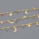 1 yard Gold Charm Chain, Star Moon Charm Chain, brass, fch1341a