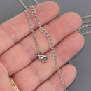 2 Stainless Steel Curb Link Necklace Chains, 17.5" to 19.5" long, 1.7x1.5mm links, fch1355a