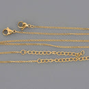 2 Gold Stainless Steel Curb Link Necklace Chains, 17.5" to 19.5" long, 1.7x1.5mm links, fch1361a