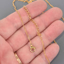 2 Gold Stainless Steel Curb Link Necklace Chains, 17.5" to 19.5" long, 1.7x1.5mm links, fch1361a