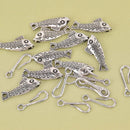 4 Sets Hook Eye Clasps SILVER FISH, hook and eye design fcl0517