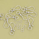 10 Sets Hook Eye Clasps SILVER 38x16mm, hook and eye design fcl0519