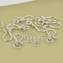 10 Sets Hook Eye Clasps SILVER 38x16mm, hook and eye design fcl0519