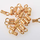 24 Tube Cord Ends, gold plated, 5.5mm long tube and 4mm ring end, fin1273