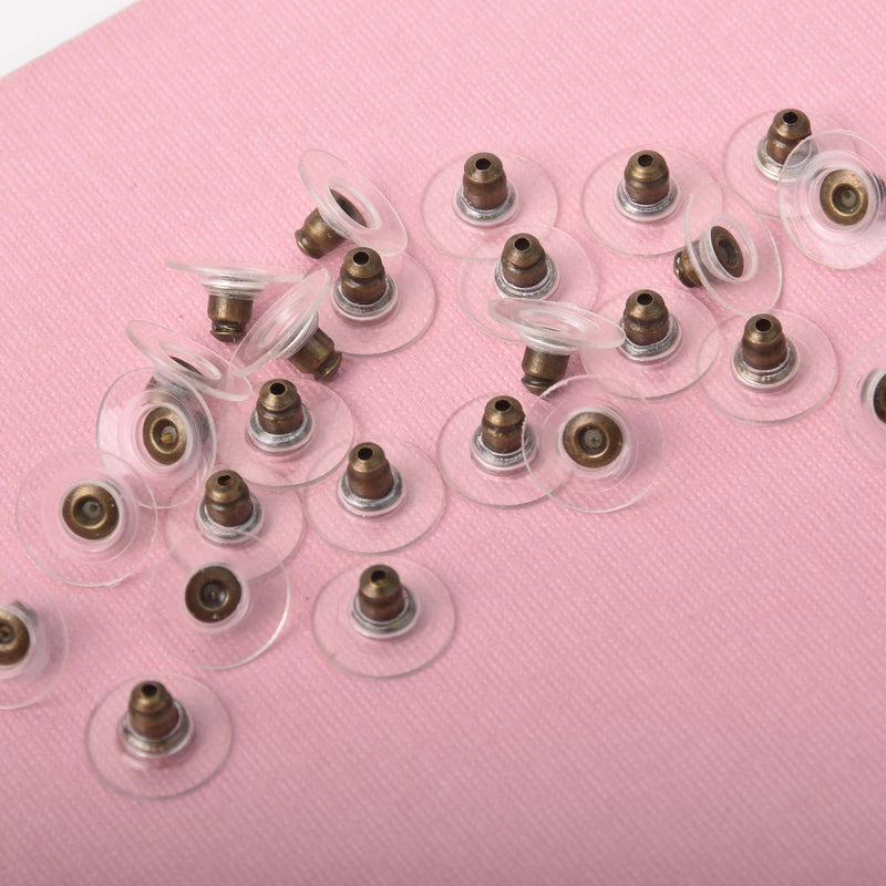 Bronze Earring Backs for post earrings, ear nuts, plastic disc, 50 pieces (25 pairs) fin1274