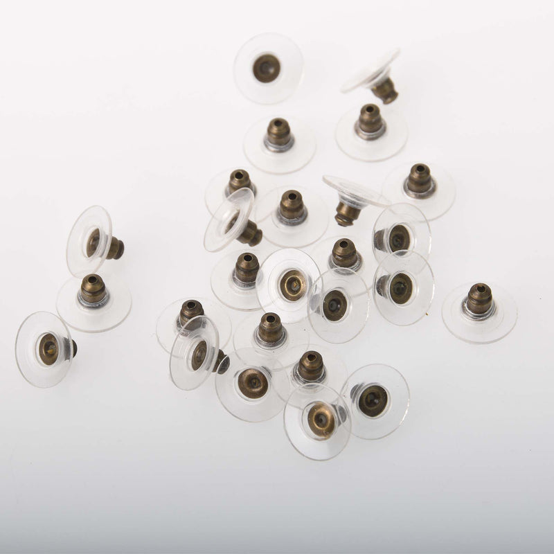 Bronze Earring Backs for post earrings, ear nuts, plastic disc, 50 pieces (25 pairs) fin1274