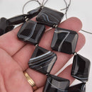 22mm BOTSWANA AGATE Beads, Diamond Square Shape, faceted natural gemstone, black and white, full strand, 14 beads, gag0226