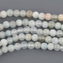 6mm Light BLUE AQUAMARINE Round Beads, Natural Gemstone, 7.5" strand, gaq0011