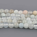 6mm Light BLUE AQUAMARINE Round Beads, Natural Gemstone, 7.5" strand, gaq0011