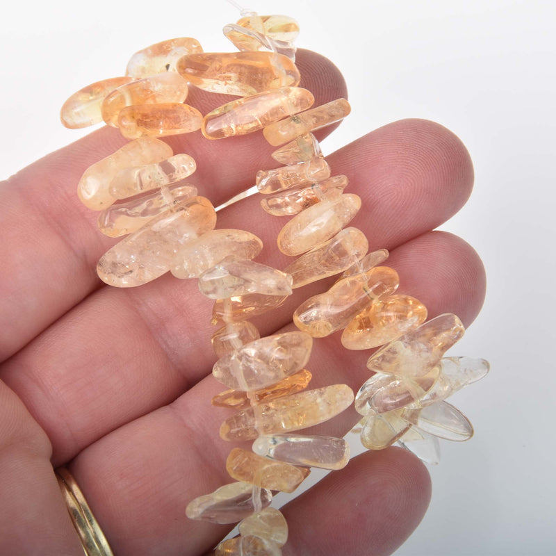 CITRINE Gemstone DAGGER Point Beads . 15.5" Strand  gct0005