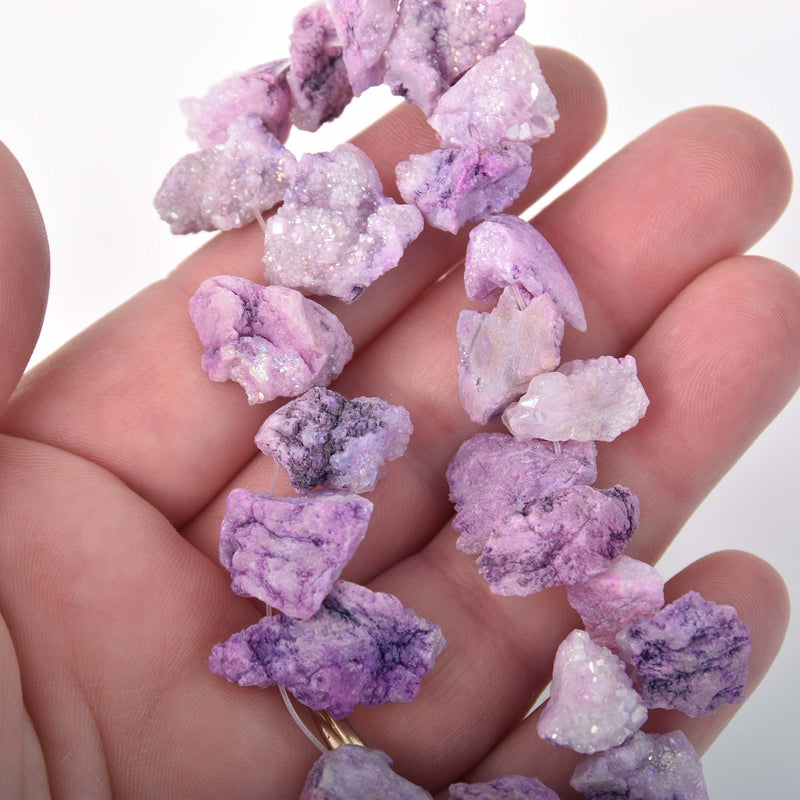 Half Strand Nugget Beads, Titanium Coated Crystal DRUZY AGATE Geodes, Grape Purple gdz0021