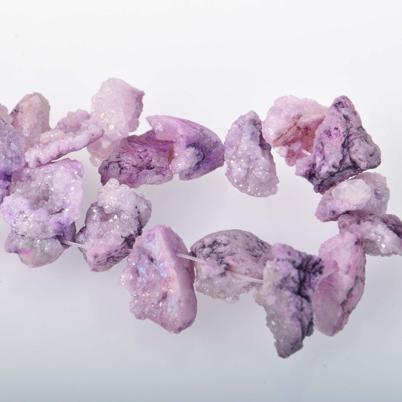 Half Strand Nugget Beads, Titanium Coated Crystal DRUZY AGATE Geodes, Grape Purple gdz0021