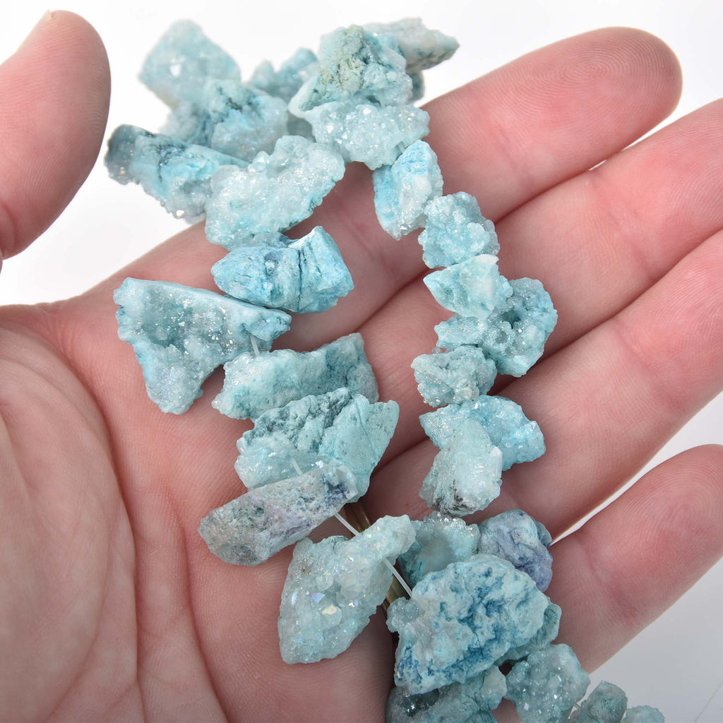 Druzy Quartz Rough Nugget Beads, gemstone DRUZY AGATE Geode Beads, Tur