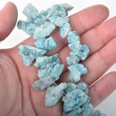 Druzy Quartz Rough Nugget Beads, gemstone DRUZY AGATE Geode Beads, Turquoise Blue with AB sparkle, half strand, gdz0201