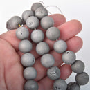 14mm DRUZY Quartz Round Beads, SILVER Geode Round Beads, full strand, 26 beads, gdz0214