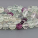 8mm Fluorite Gemstone Beads, round faceted, 16" strand, gem0859