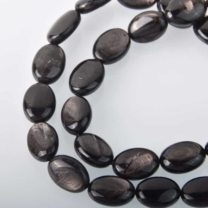 14mm Oval Hypersthene Gemstone Beads, natural, strand, gem0863