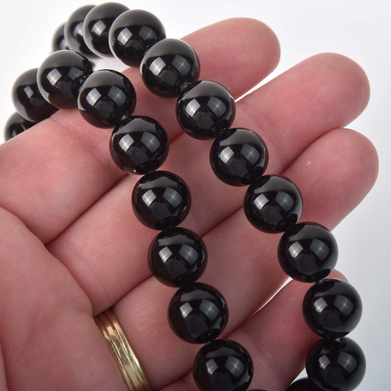 12mm Obsidian Beads, round smooth Gemstone Beads, strand, gem0864