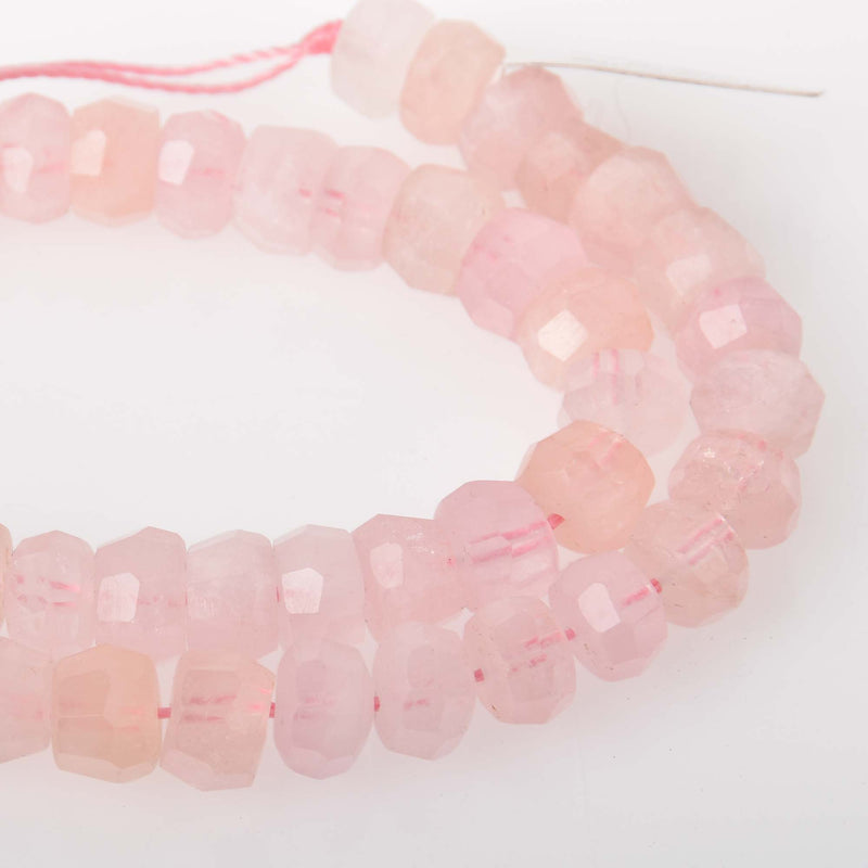 9mm MORGANITE Rondelle Gemstone Beads, AAA, Faceted, Natural Peach Pink Color gem0869